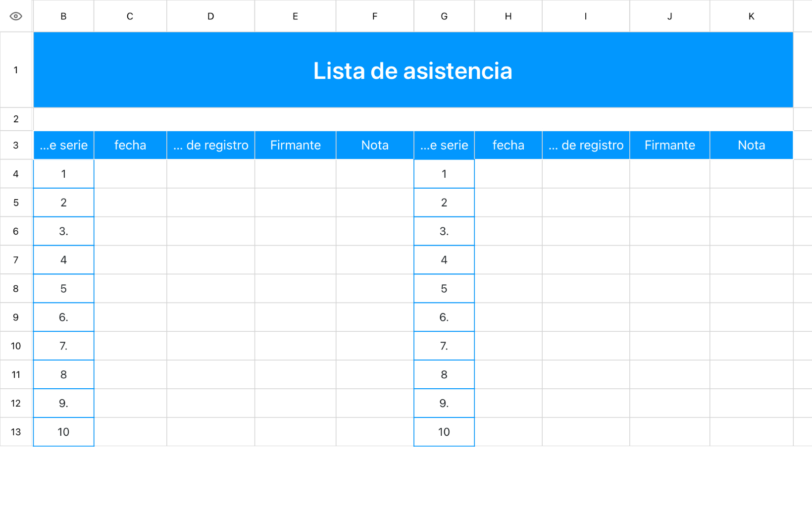 Lista de asistencia